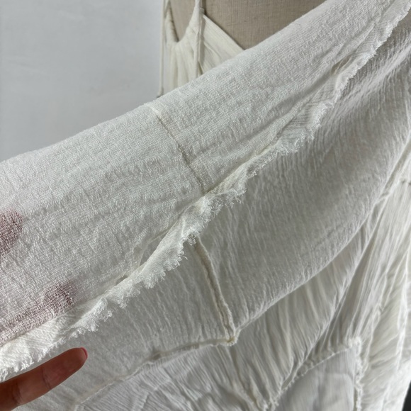 Free People Womens XS Off White Boho Spaghetti Strap Maxi Tiered Dress Deep V - Picture 6 of 9